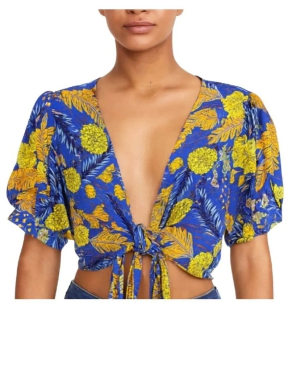 XIX Palms Honolulu Floral Wrap Blouse Size Small